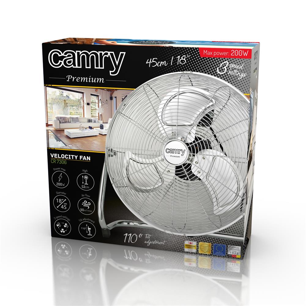 Camry CR 7306 Ventilator Chrom 45 cm mit 3 Stufen