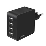 LogiLink 4-fach USB-Steckdosenadapter, 24 W, 4x USB-A, Schwarz
