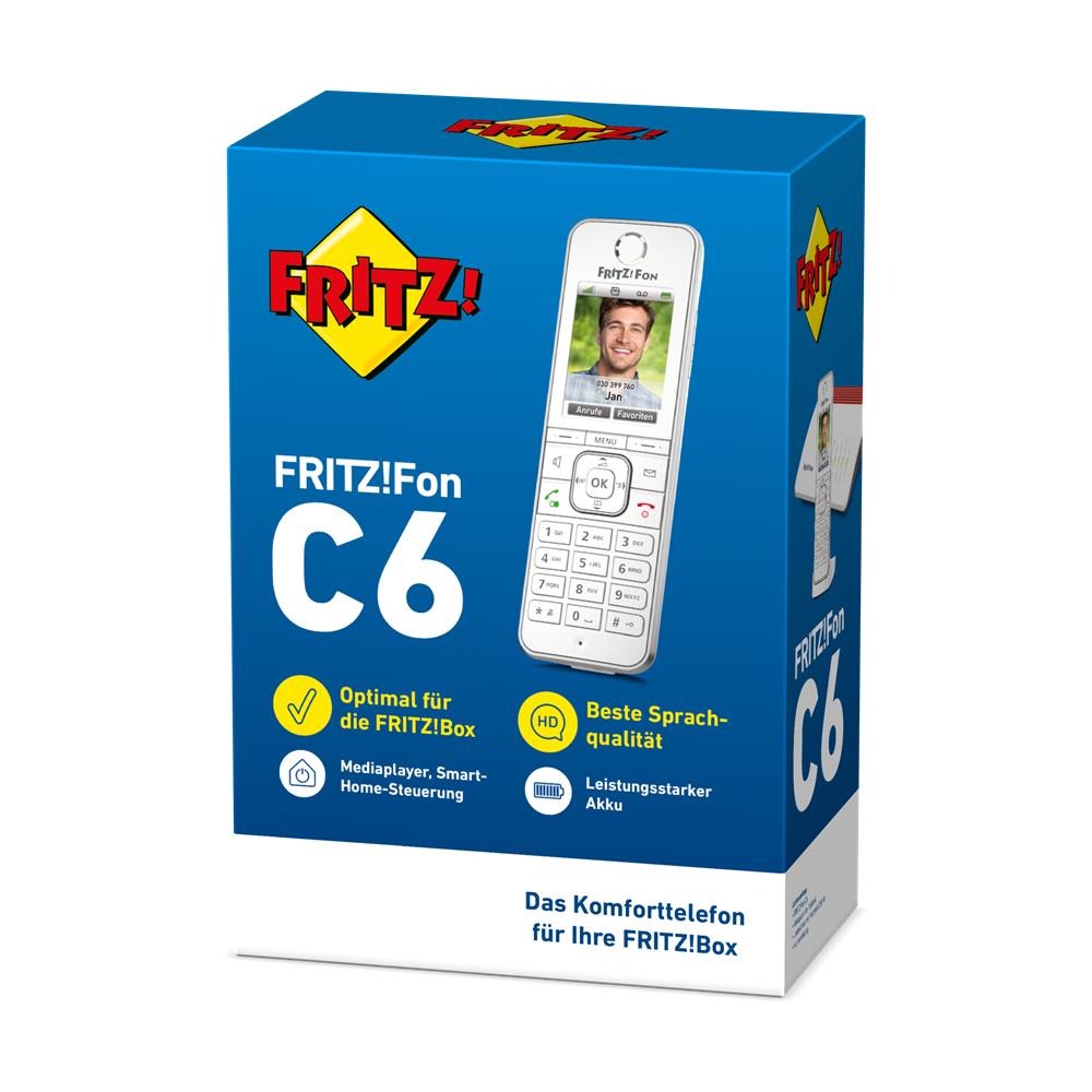 FRITZ!Fon C6 – Weißes Komfort-DECT-Telefon mit Farbdisplay & HD-Telefonie