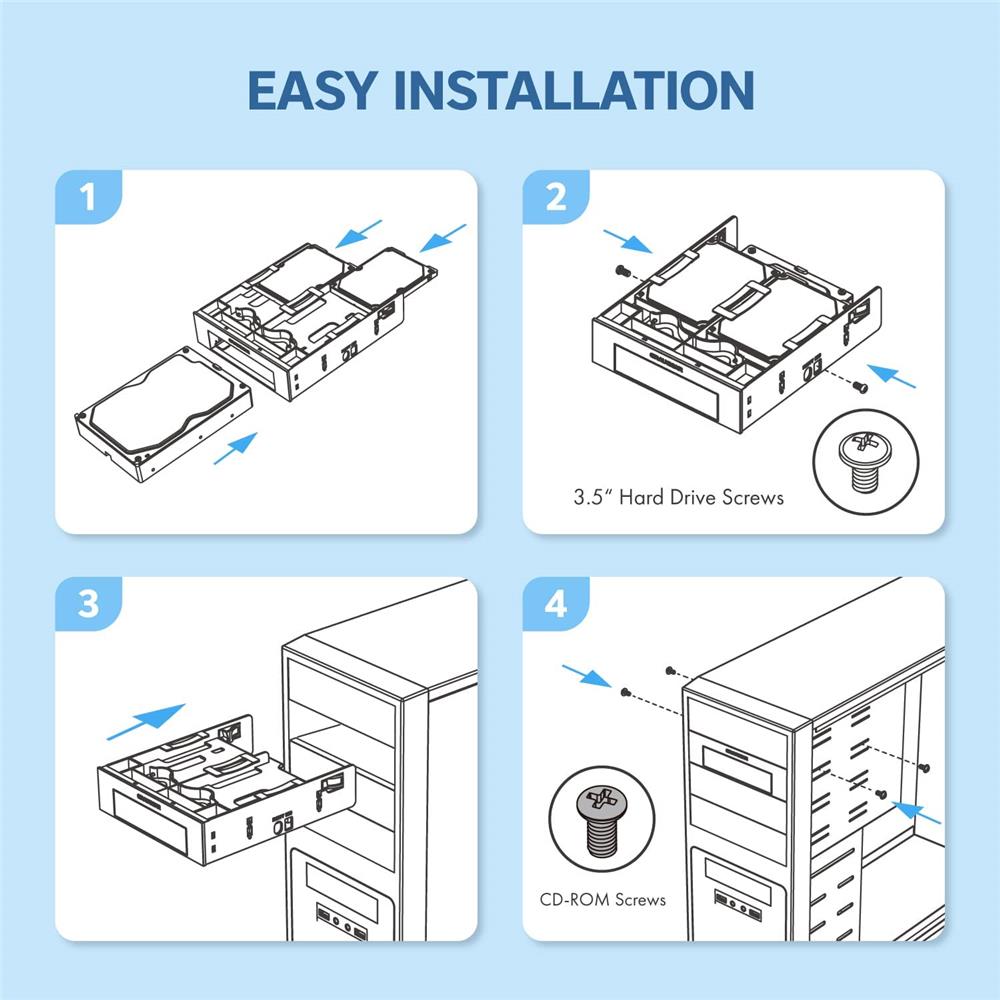 GRAUGEAR Einbaurahmen Frontblende 3x HDD SSD 2x 2,5" + 1x 3,5" auf 5,25" Einbauschacht