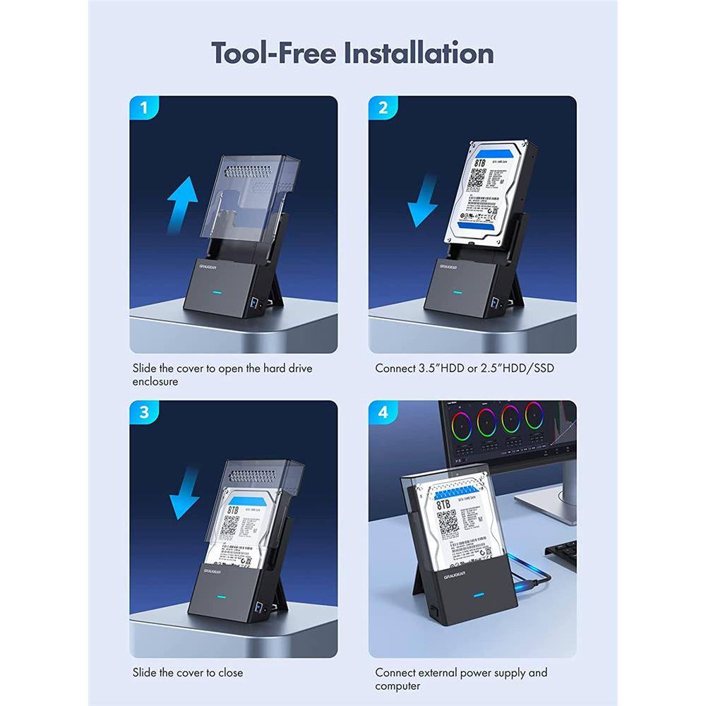 GRAUGEAR Festplatten-Dockingstation G3502-AC für 3,5" HDD und 2,5" HDD/SSD
