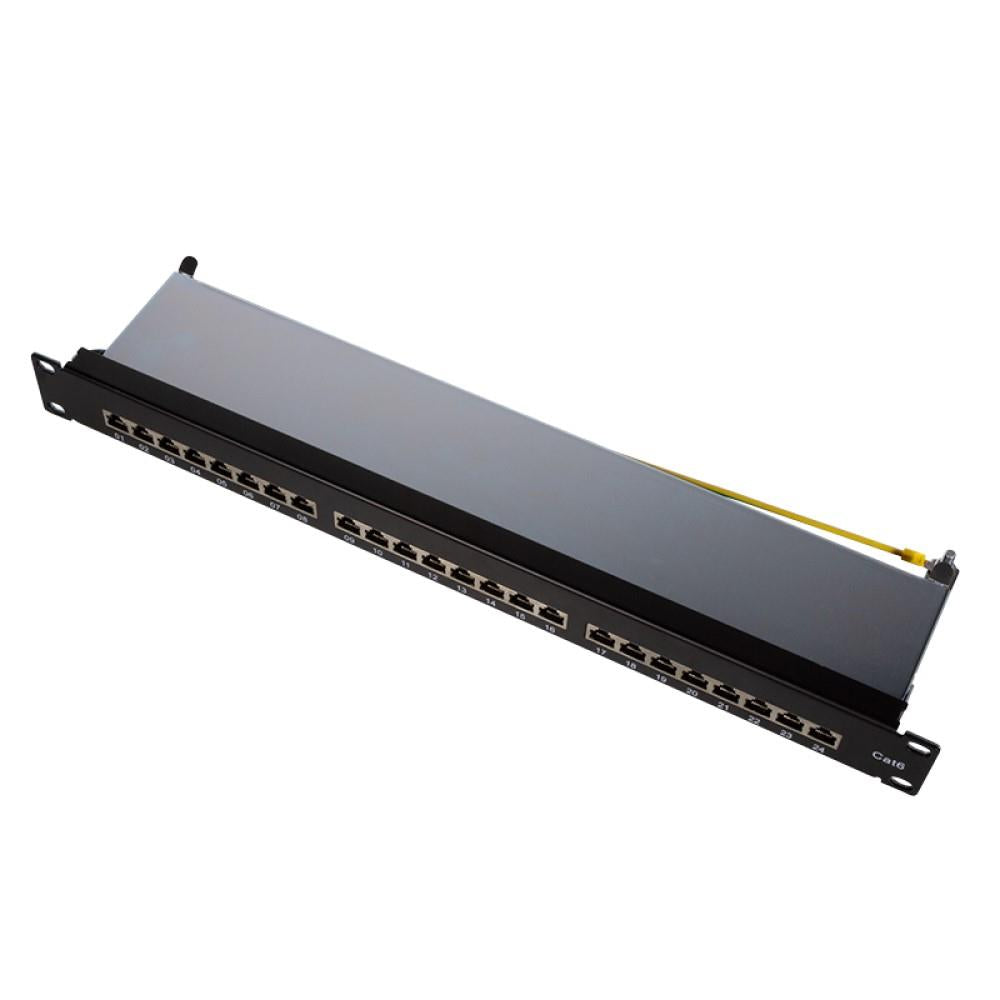 LogiLink Patchpanel 19 Zoll Einbau Kat.6 STP 24 Ports, schwarz