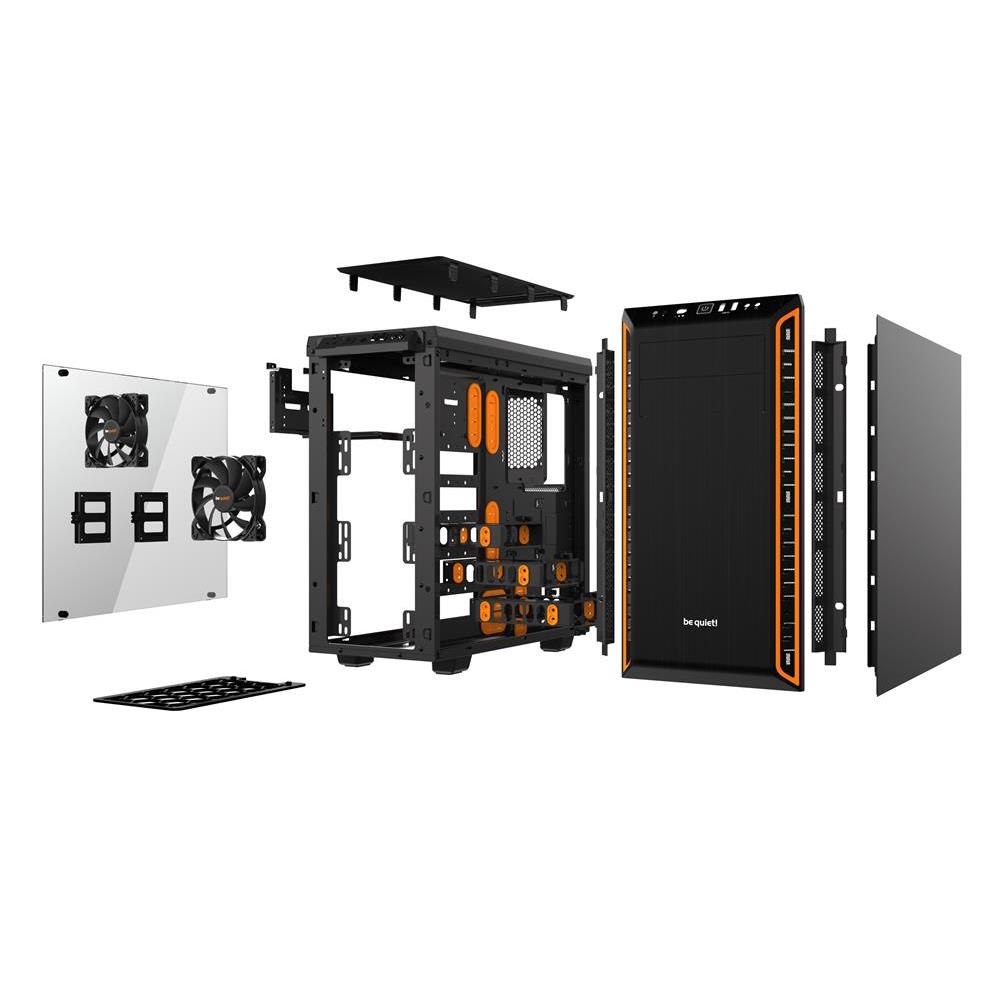 be quiet! Pure Base 600 Window Orange Gehäuse gedämmt 2 Pure Wings 2 Lüfter mit Seitenfenster