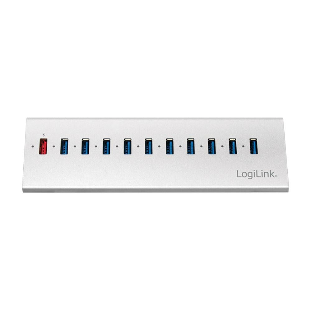 LogiLink USB 3.0 Super-Speed-Hub mit 10-Port und 1x Schnell-Ladeport