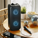 Adler AD 1903 Kabelloser Lautsprecher mit Radio Karaoke LED RGB beleuchtet schwarz