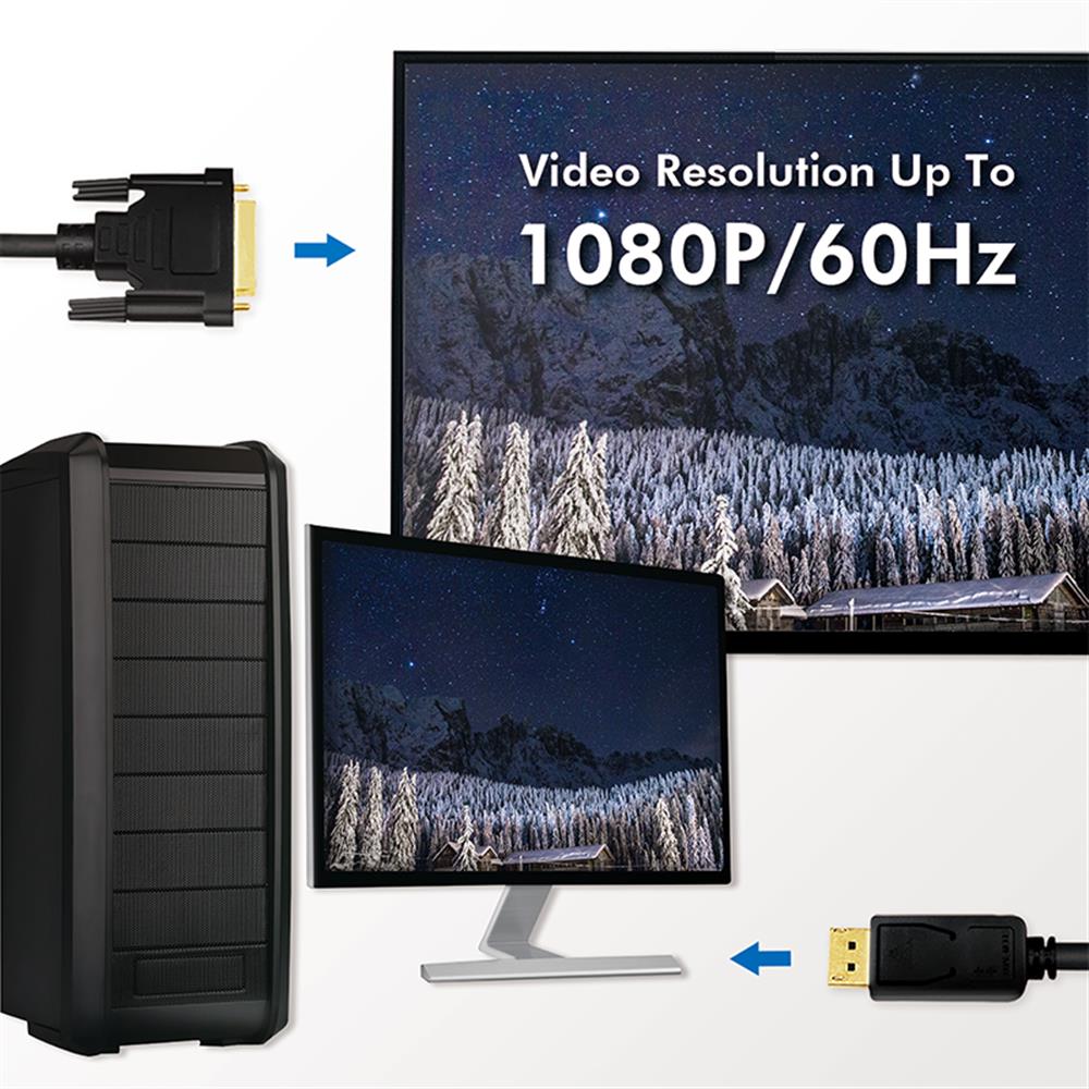 LogiLink DisplayPort-Kabel, DP/M zu DVI/M, 1080p, schwarz, 3 m