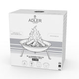 Adler AD 6818 Garten-Feuerschale aus Stahl, 55 cm, pulverbeschichtet, inkl. Innenrost, hitzebeständig