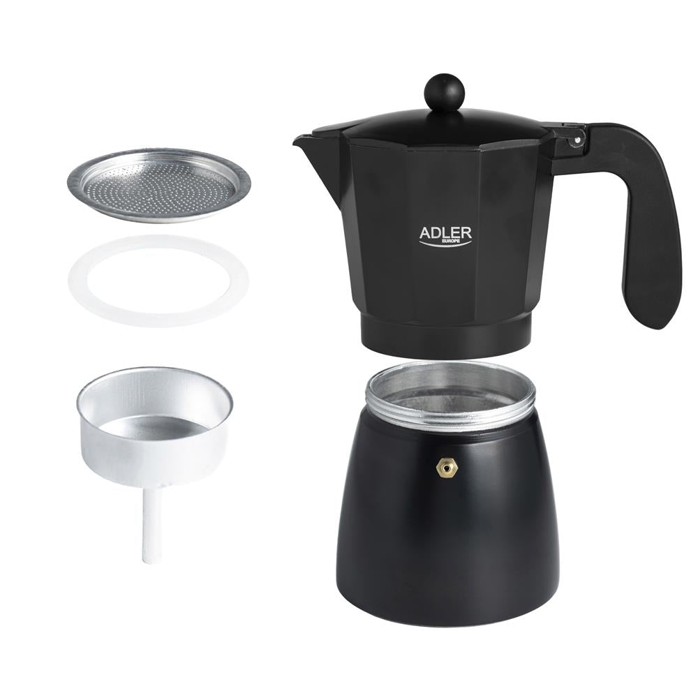 Adler AD 4429 Espressokocher für Herdplatte, 450 ml, Aluminium, schwarz