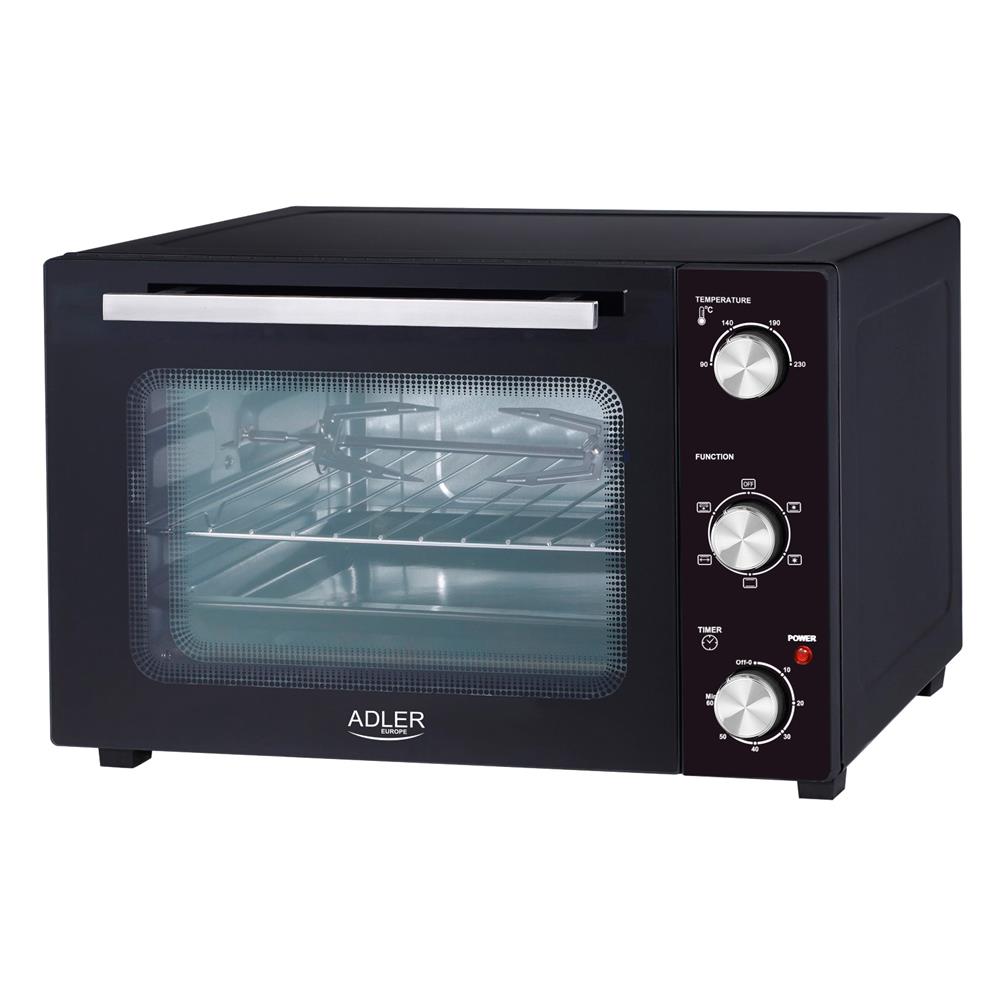 Adler AD 6025 Elektrobackofen, 35L, Oberhitze, Unterhitze, Umluft, Drehspieß, schwarz