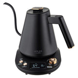 Adler AD 1349 Wasserkocher mit langem Ausguss, 1 Liter, 900 Watt, in Schwarz-Gold