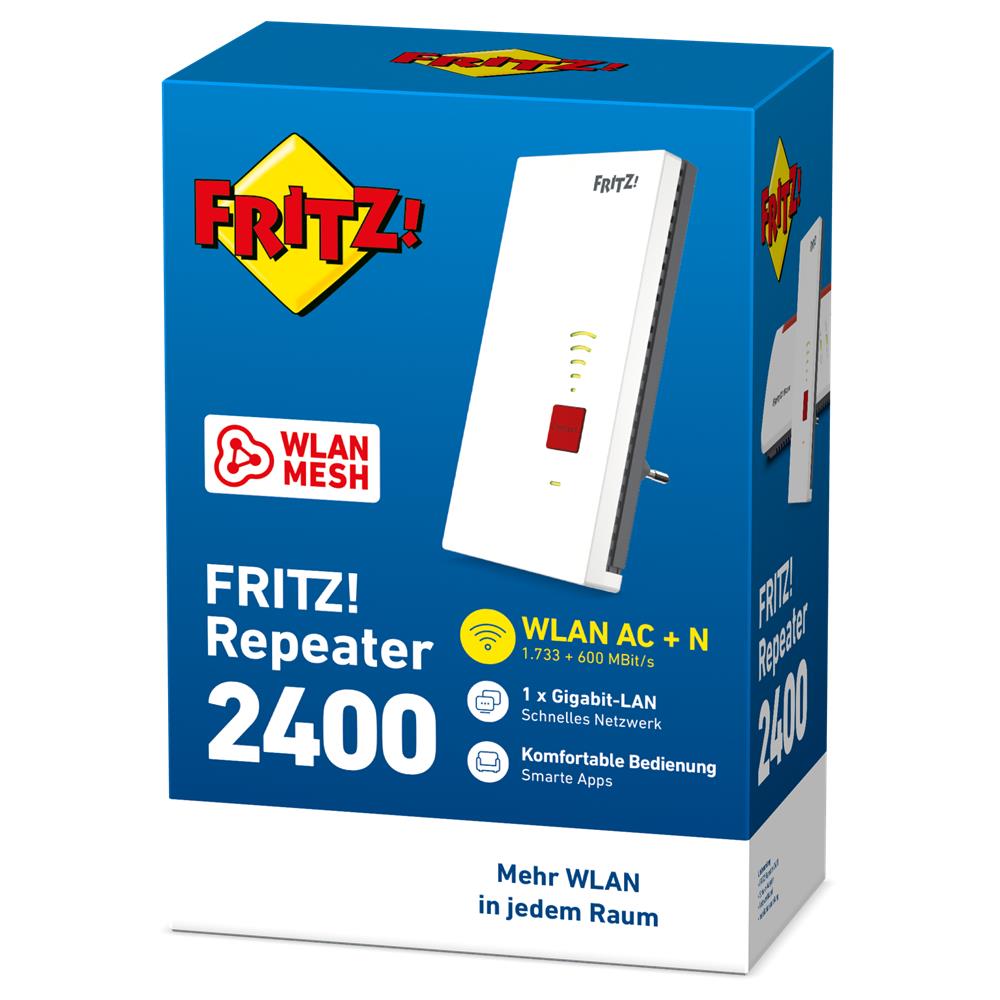 FRITZ!Repeater 2400 – Dualband-WLAN-Repeater mit hoher Reichweite & Gigabit-LAN