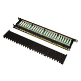 LogiLink Cat.6A Patchpanel 24 Ports – Geschirmt, 19" Einbau, 0,5 HE, Schwarz