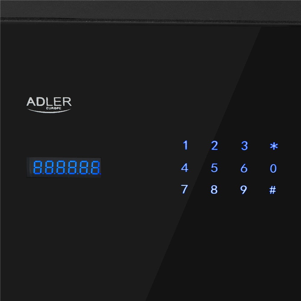 Adler AD 1044 Tresor mit Fingerabdruck, Möbeltresor 17 L, Safe mit Zahlencode, Notschlüssel, Alarm, Touchscreen, Dokumententresor für Zuhause Büro, Schwarz
