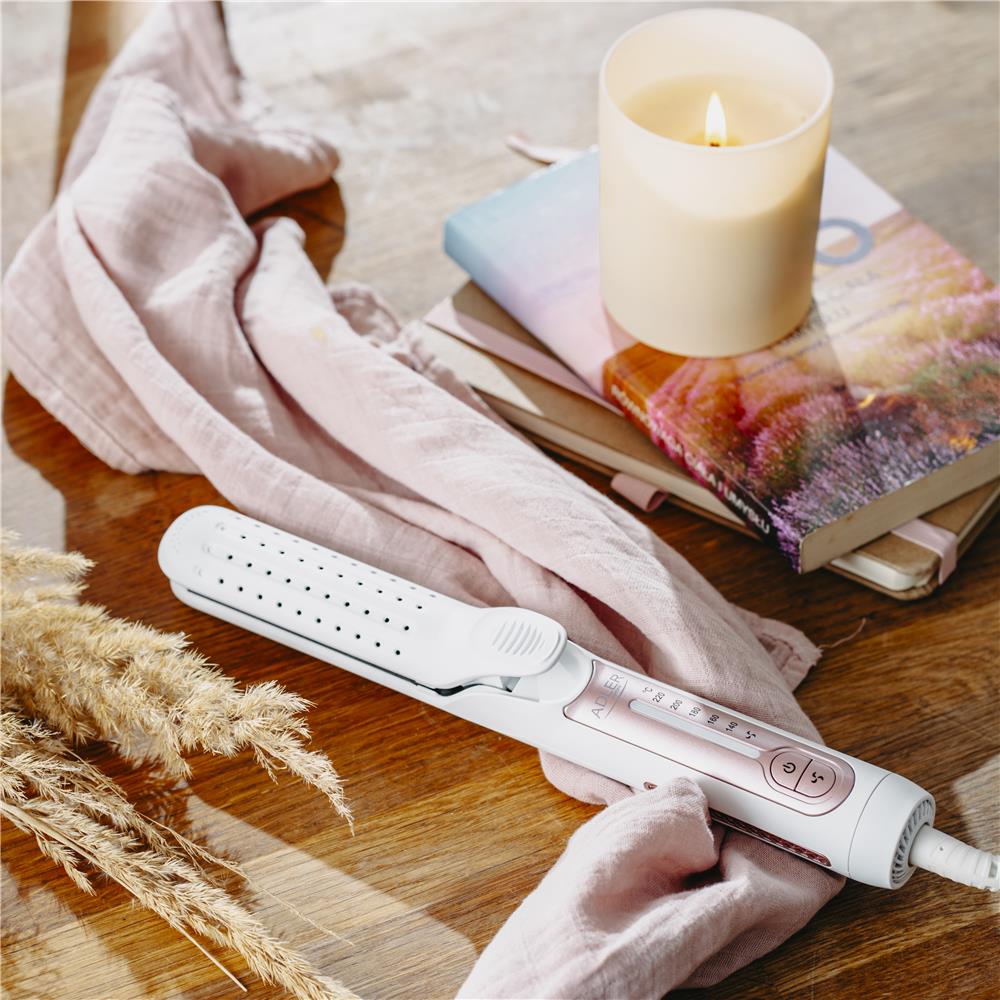 Adler AD 2326 Professioneller Haarglätter weiß/rosa – 2-in-1 Stylinggerät