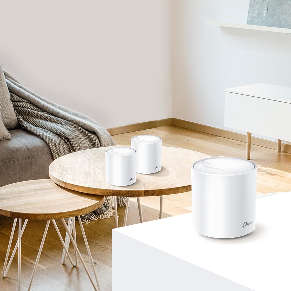 TP-Link Deco X60 AX3000 Wi-Fi 6 WLAN Mesh 1er Set Dualband 3000Mbit/s Reichweite bis zu 230m² Weiß