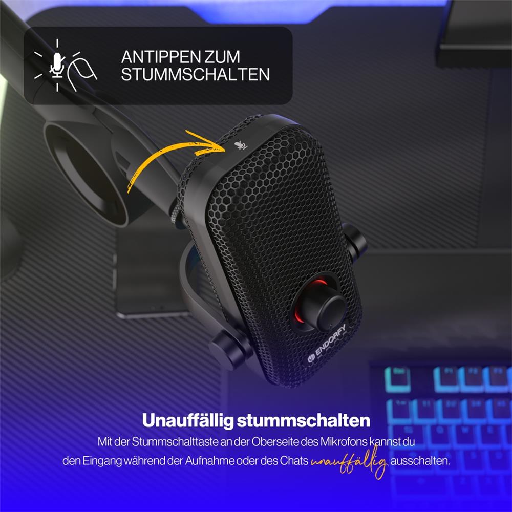 ENDORFY Solum Voice, Gaming Mikrofon, Beleuchtet, USB-C, Verstellbarer Arm, direct monitoring (Klinke)