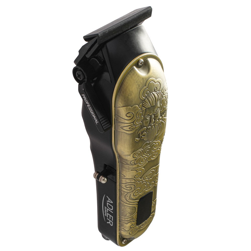 Adler AD 2857 Barber Profi Haarschneider Trimmer, Rasierapparat Haartrimmer für Bart, Kopfhaar und Koteletten, Keramikklinge, USB-C, Metallgehäuse Golden