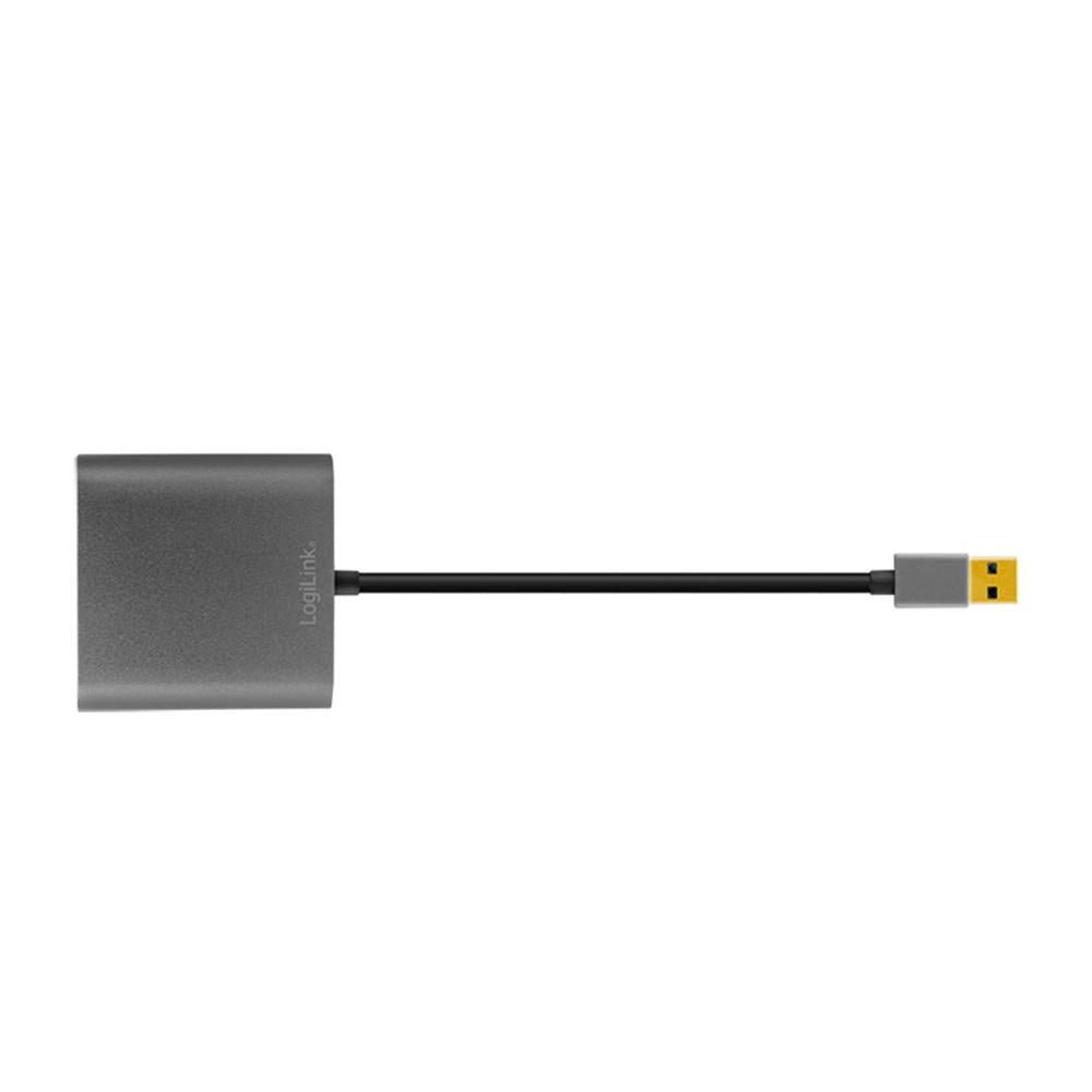 LogiLink USB 3.0-Adapter USB-A/M zu HDMI-A/F + VGA/F, 1080p, schwarz, 0,15 m