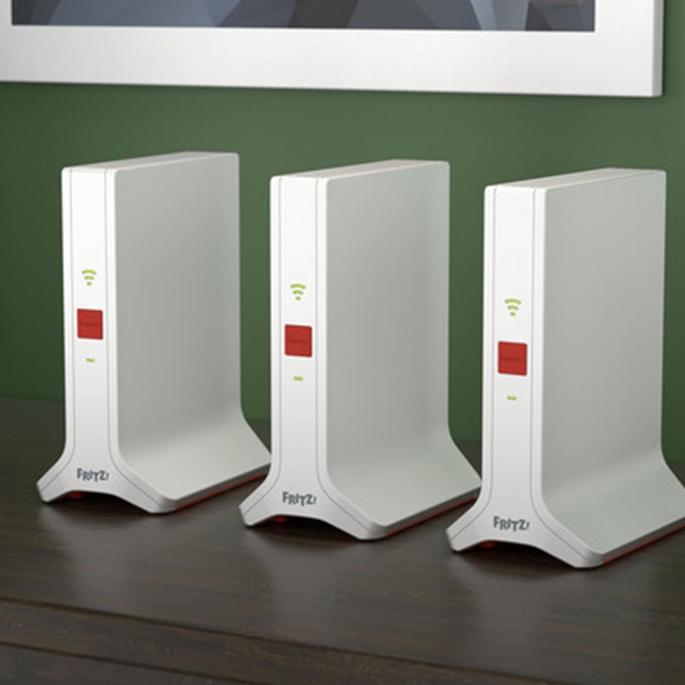 AVM FRITZ!Mesh Set 4200 3er-Set - Für bestes WLAN überall, Ideal für 5-7 Räume, Triband Wi-Fi 6