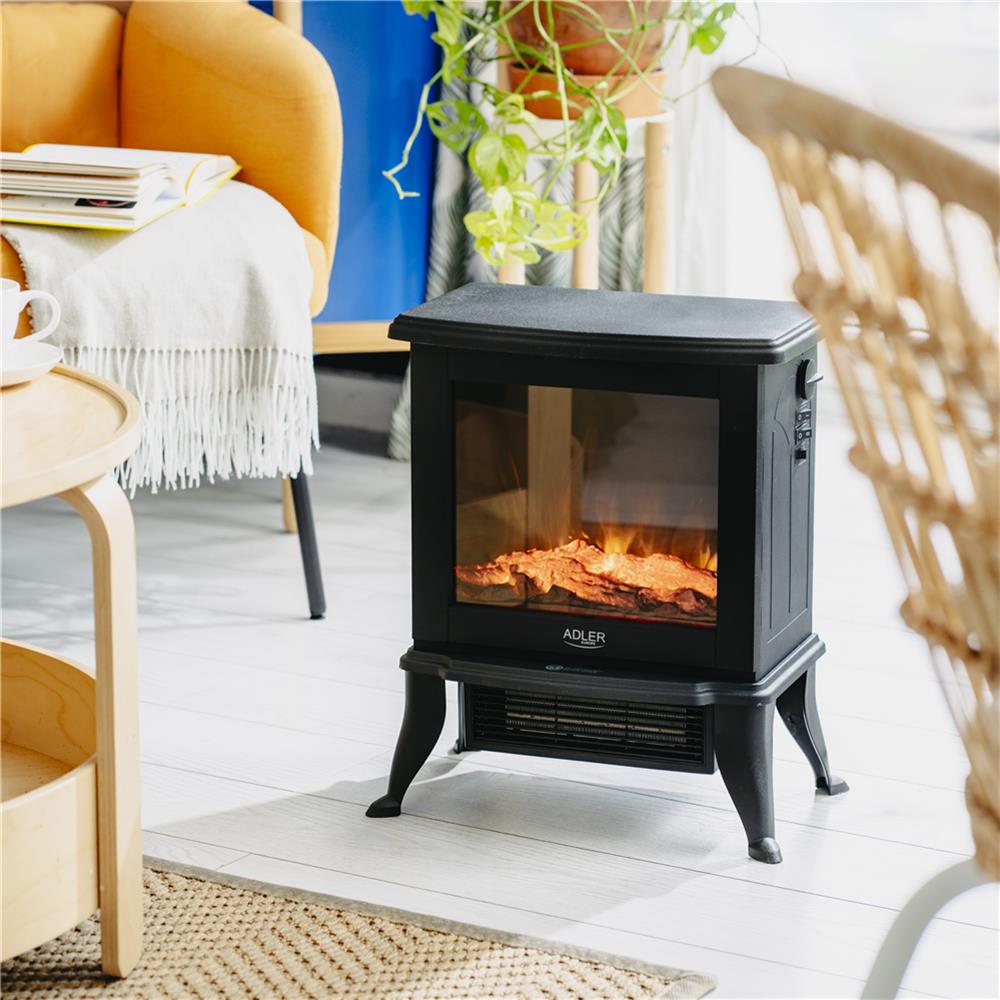 Adler AD 7754 Elektrokamin Schwarz präzise Temperaturregelung anpassbare Intensität