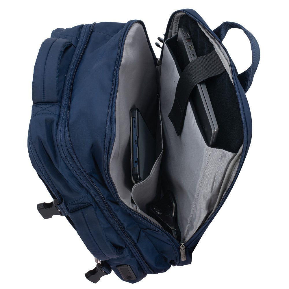 Camry CR 6881nb Business Rucksack 24 L erweiterbar, Handgepäck Rucksack 40x20x30 cm, Laptoprucksack bis 15,6 Zoll, RFID, USB, YKK-Reißverschlüsse, wasserabweisend