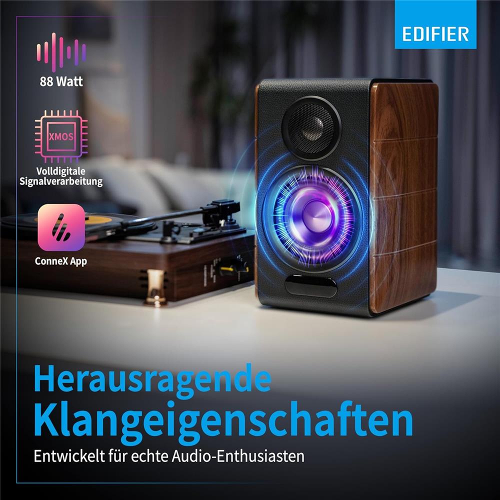 Edifier S880DB MKII – Hi‑Res Wireless 2.0 Lautsprecher, 88W, Walnuss