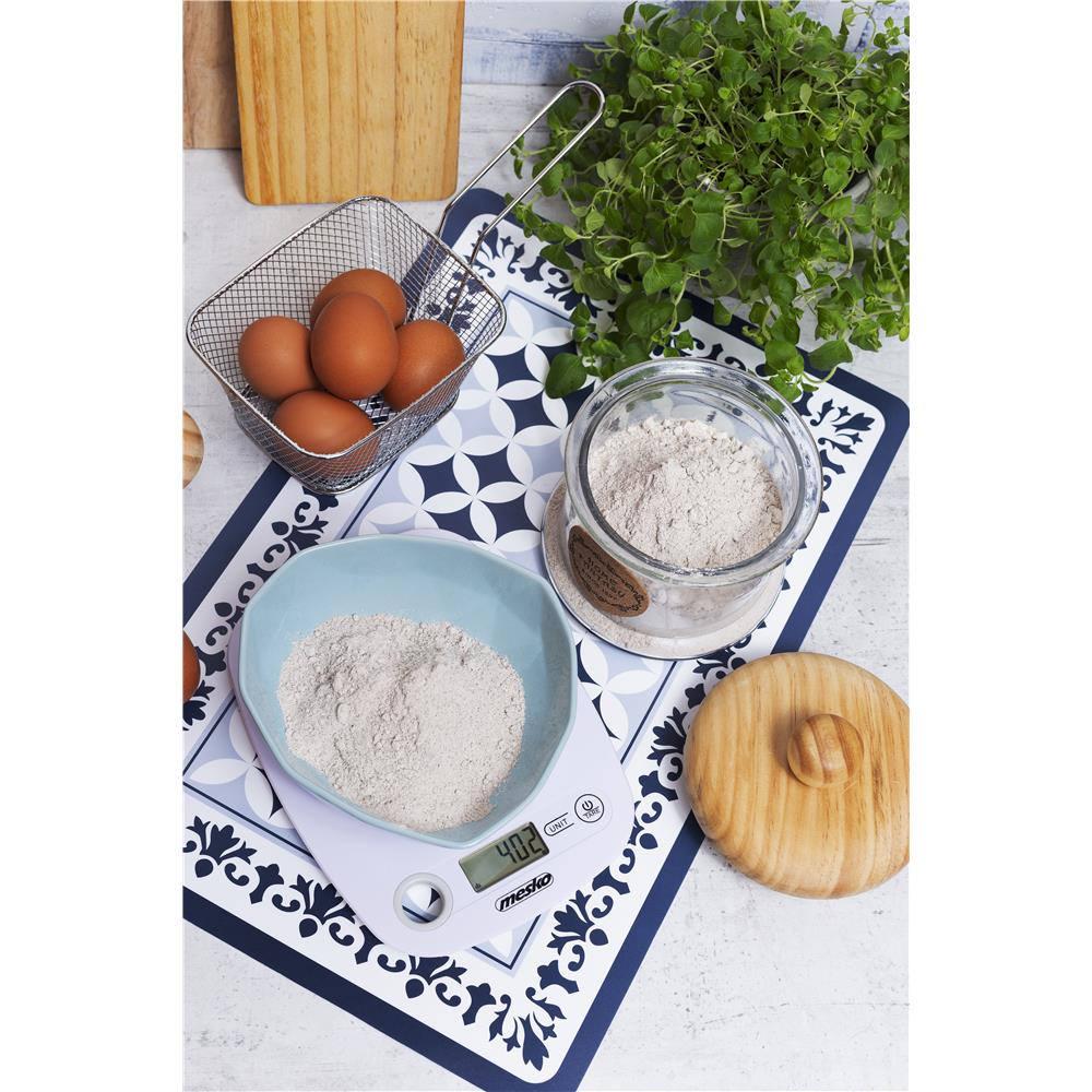 Mesko MS 3159 digitale Küchenwaage mit Tara-Funktion, 5 kg Kapazität, weiß