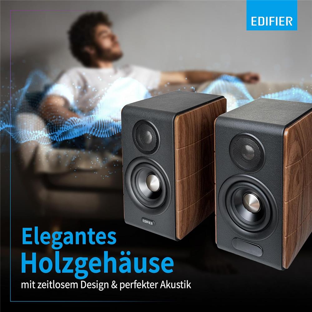 Edifier S880DB MKII – Hi‑Res Wireless 2.0 Lautsprecher, 88W, Walnuss