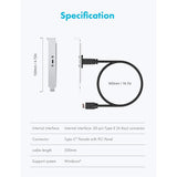 GRAUGEAR Type E auf USB 3.2 Gen2 Type C Verlängerung mit PCI Halterung