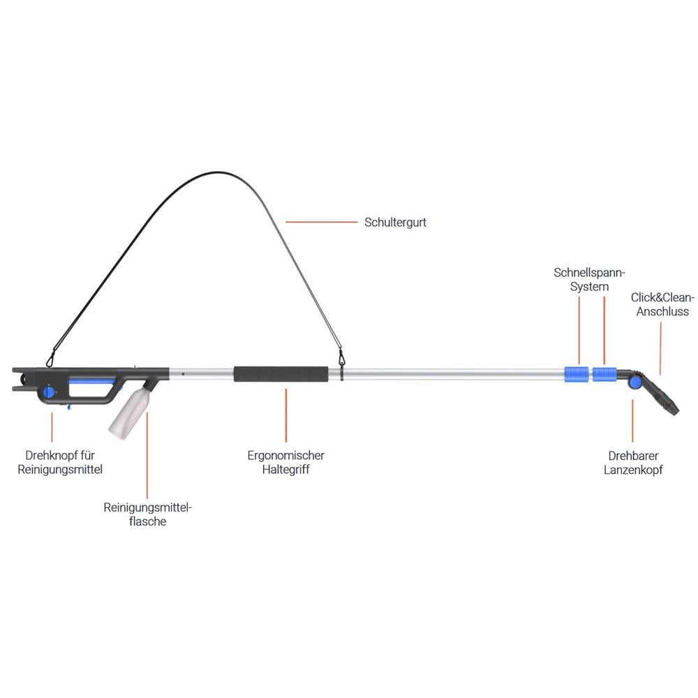 Nilfisk 128502121 Hochdruck Teleskoplanze Dachreiniger mit Schultergurt Gentle Düse