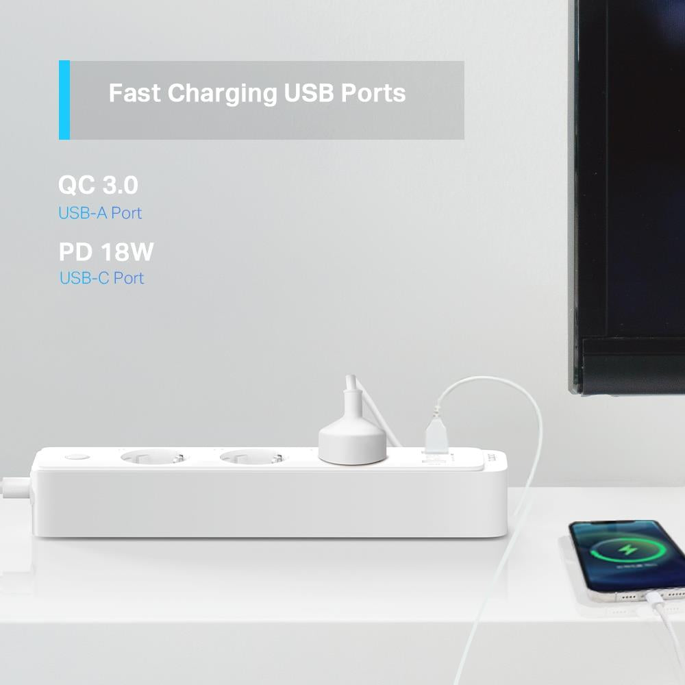 TP-Link Tapo P300 – Smarte WLAN-Steckdosenleiste mit 3 Steckplätzen & 3 USB-Ports