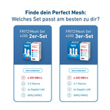 AVM FRITZ!Mesh Set 4200 3er-Set - Für bestes WLAN überall, Ideal für 5-7 Räume, Triband Wi-Fi 6