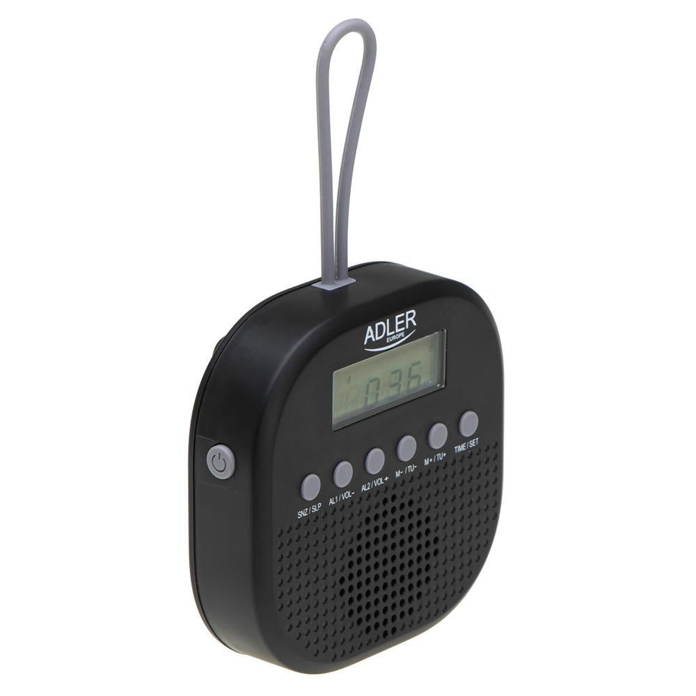 Adler AD 1912 Wasserdichtes Universalradio Batteriebetrieben Radiowecker Snooze Funktion schwarz