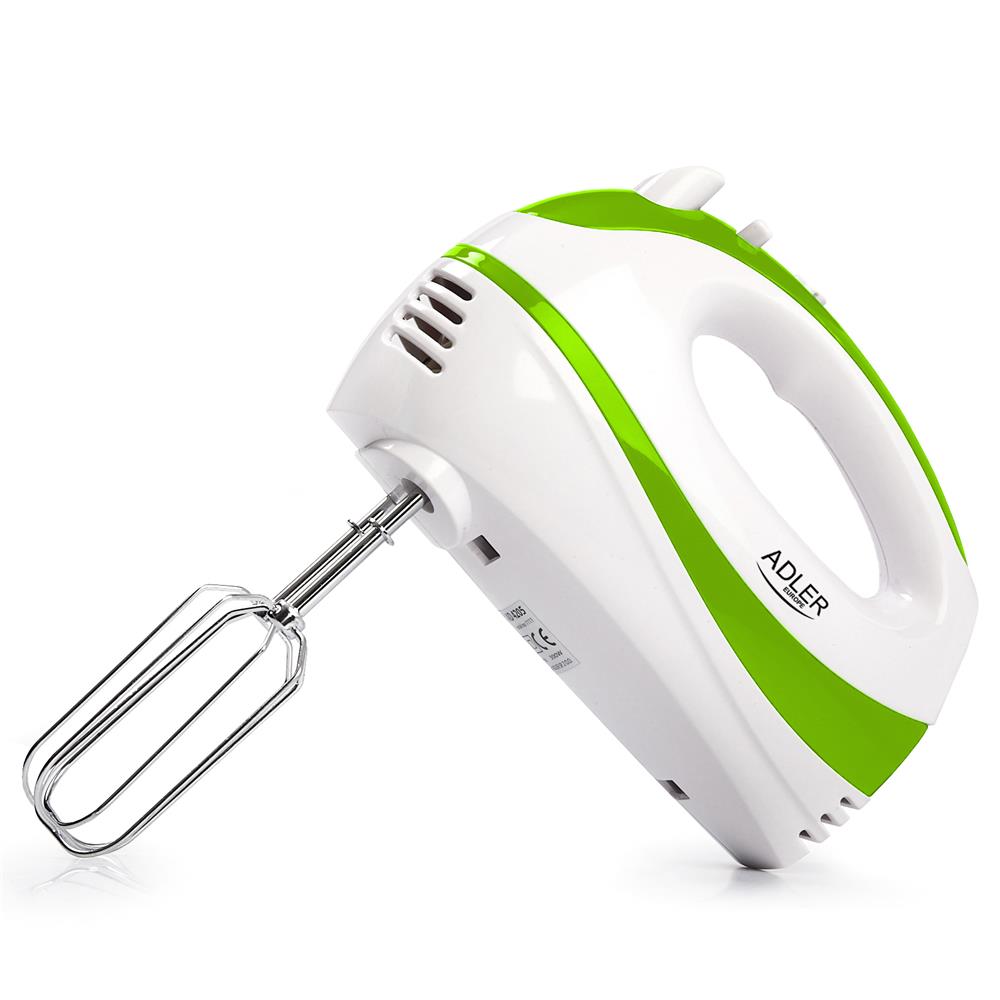 Adler AD 4205g Handmixer in Weiß/Grün, 300 Watt, mit 5 Geschwindigkeitsstufen