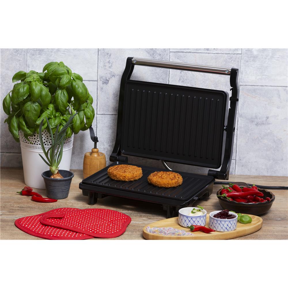 Camry CR 3044 Elektrogrill 2100W Tischgrill Kompakter Kontaktgrill schwarz
