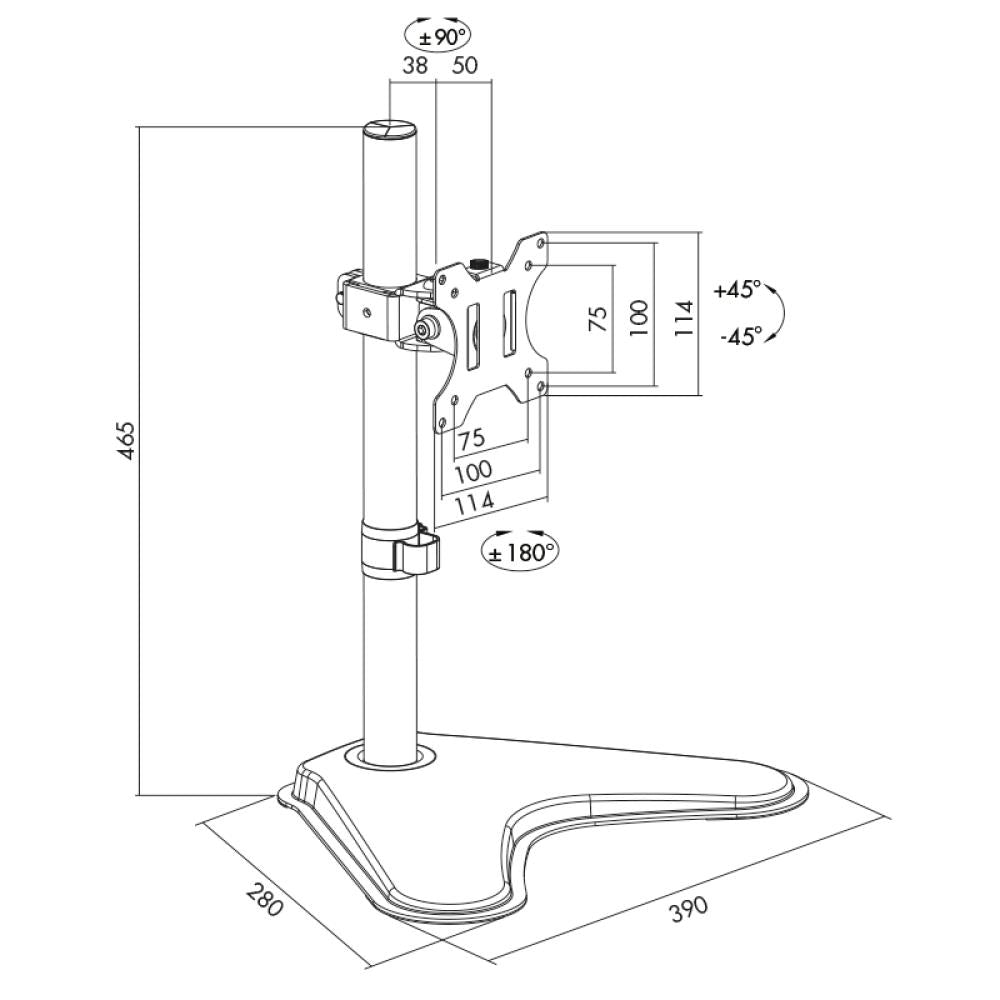 LogiLink Monitor-Schreibtischständer für 13-32" neigbar schwenkbar drehbar