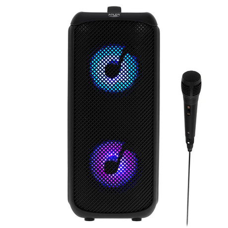 Adler AD 1903 Kabelloser Lautsprecher mit Radio Karaoke LED RGB beleuchtet schwarz