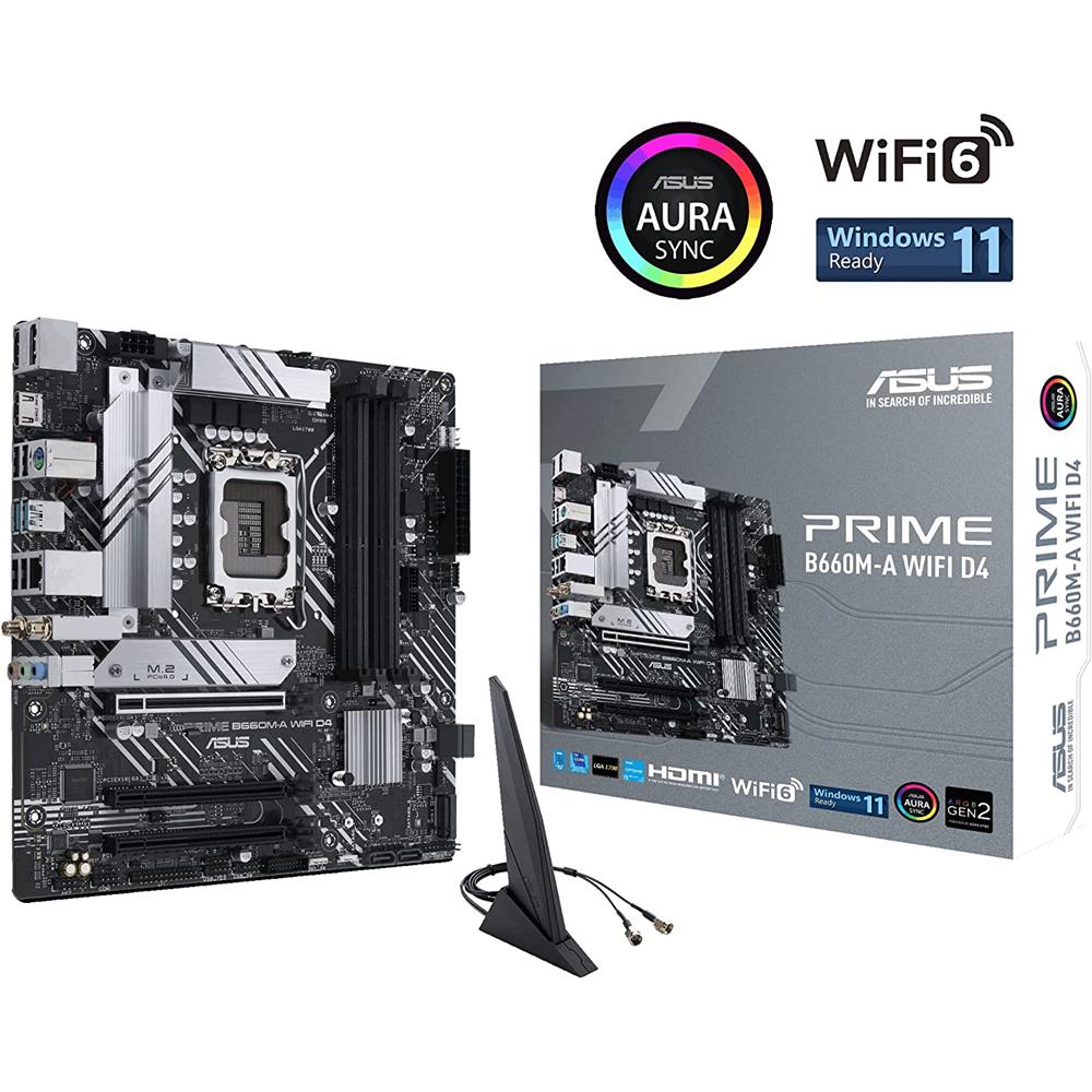 ASUS PRIME B660M-A WIFI D4 Gaming Mainboard Sockel Intel LGA 1700 mATX DDR4 PCIe 4.0 M.2 WiFi 6