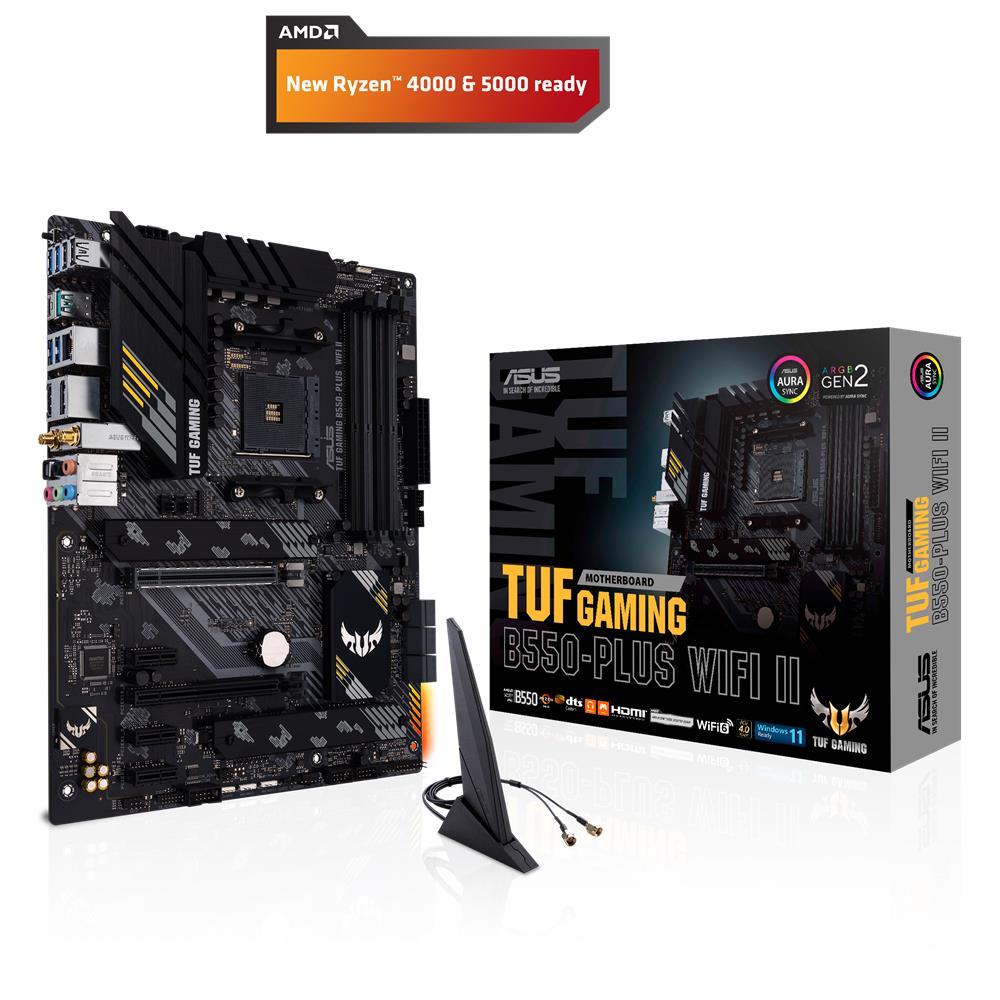 ASUS TUF GAMING B550M-PLUS WIFI II Mainboard Sockel Ryzen AM4 AMD mATX PCIe 4.0 dual M.2 WiFi6