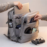 Camry CR 6880mg Reiserucksack 24 Liter, Handgepäck Rucksack mit Laptopfach bis 17 Zoll, Schuhfach, Nassfach, RFID-Fach, Business, Sport und Reisen, mittel grau