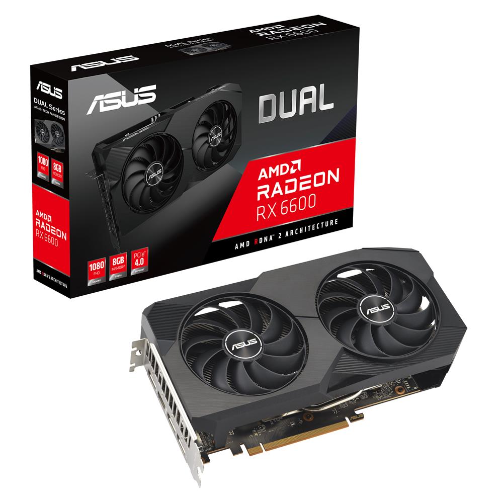 ASUS Dual Radeon RX 6600 V2 8GB GDDR6 Gaming Grafikkarte (AMD, PCIe 4.0, 1x HDMI, 3x DisplayPort)