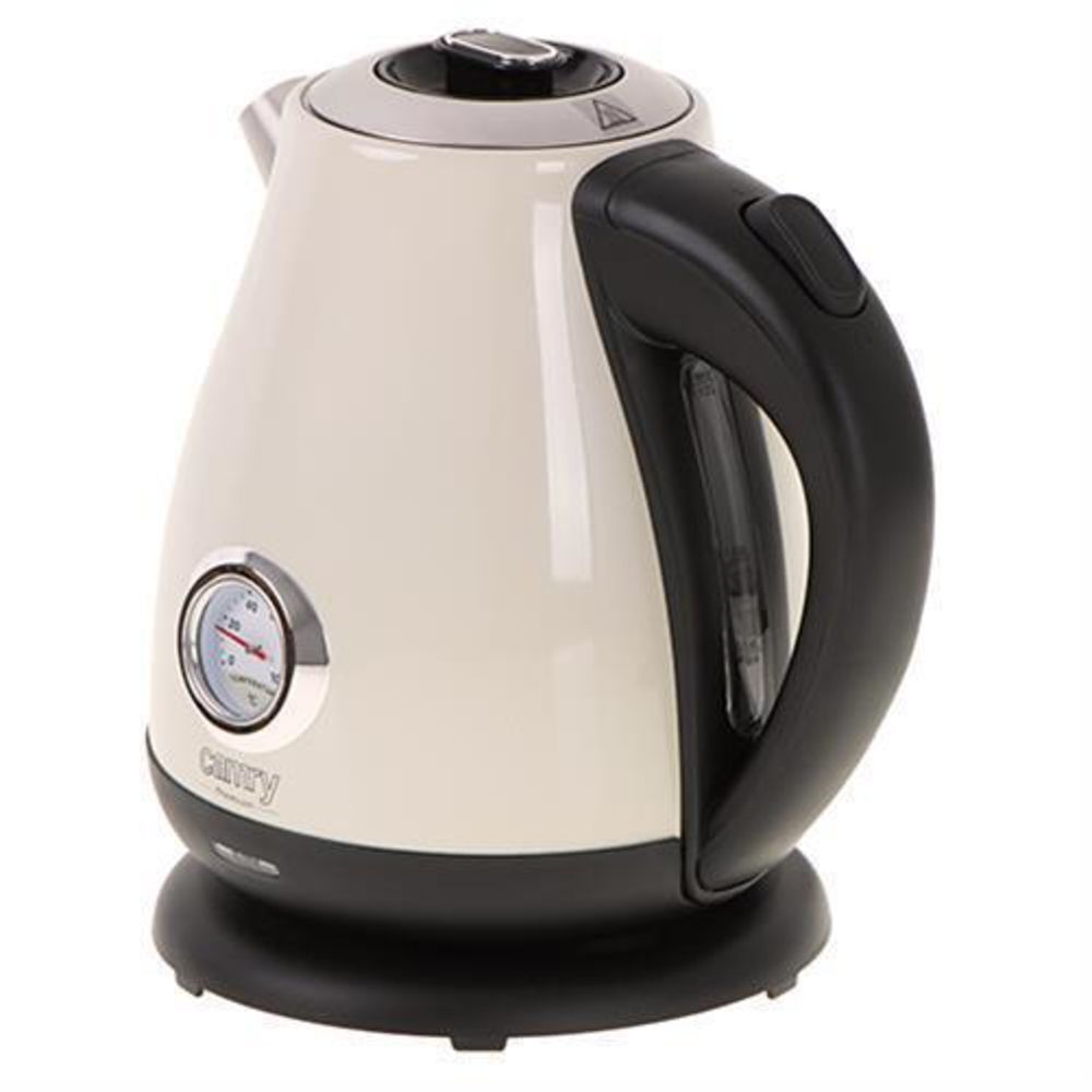 Camry CR 1344 creme Elektrischer Wasserkocher mit Thermometer 1,7L Edelstahl Wasserstandsanzeige