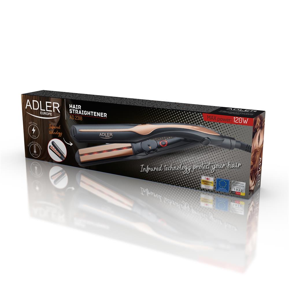 Adler AD 2318 Infrarot-Haarglätter Temperaturregelung ergonomisches Design Keramikplatten Glätteisen