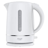 Adler AD 1385 Wasserkocher weiß 1,7 l mit Kalkfilter, flachem Edelstahl-Heizelement, 360°-Sockel und Wasserstandsanzeige