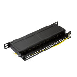 LogiLink Cat.6 Mini Patchpanel 12 Ports geschirmt 10 Zoll Einbau 0,5 HE schwarz