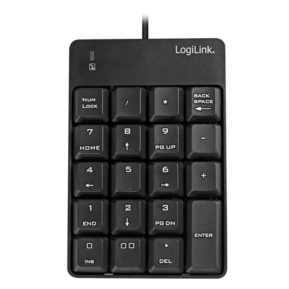 LogiLink Keypad Zahlentastatur mit USB-A Anschluss 19 Tasten schwarz