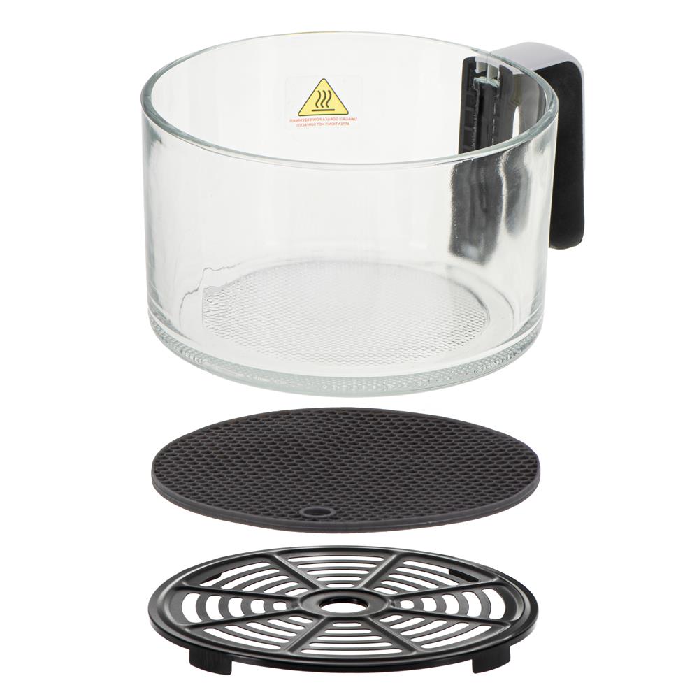 Adler AD 6316 Heißluftfritteuse mit Glasschüssel 3L Airfryer 8 Programme Timer weiß schwarz