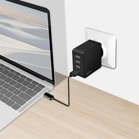 LogiLink 4-fach USB-Steckdosenadapter, 24 W, 4x USB-A, Schwarz