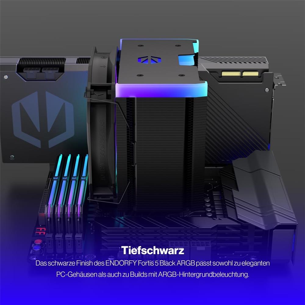 ENDORFY Fortis 5 Black ARGB CPU-Kühler, Beleuchtet, inklusive Wärmeleitpaste | EY3A014