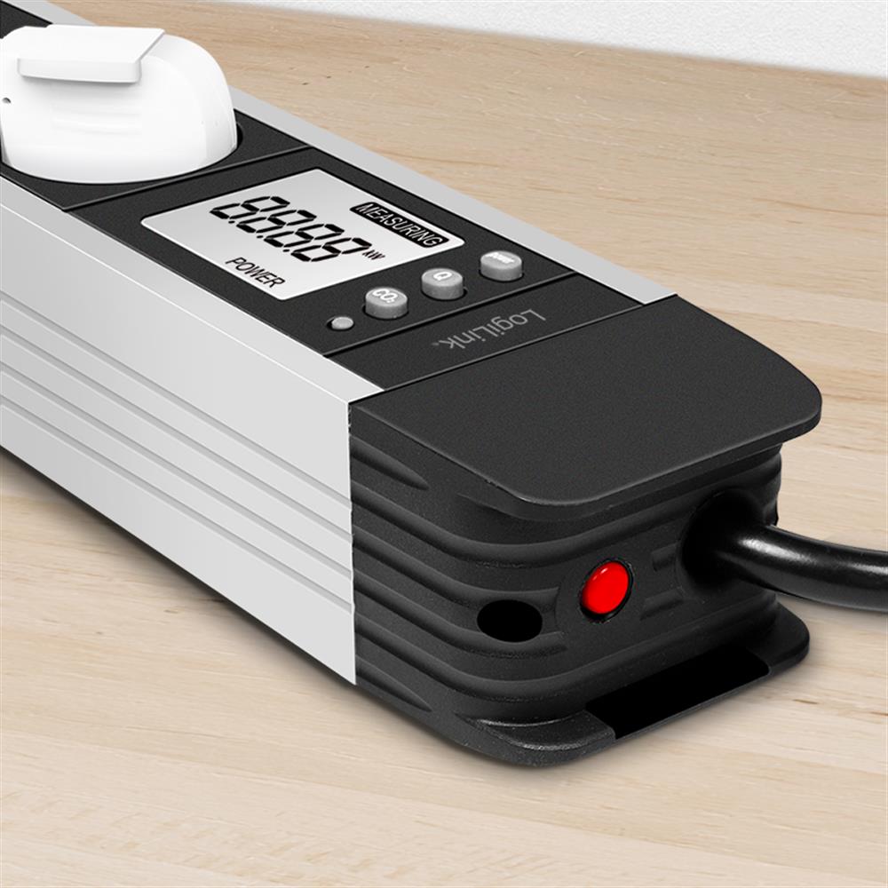 LogiLink 3-fach Steckdosenleiste mit LCD-Display für Energieverbrauch & CO2-Emission